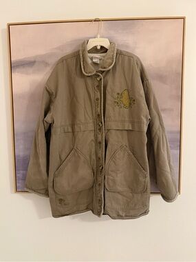 Vintage 90s Disney Store Eeyore Embroidered Barn Jacket Floral Folk Art